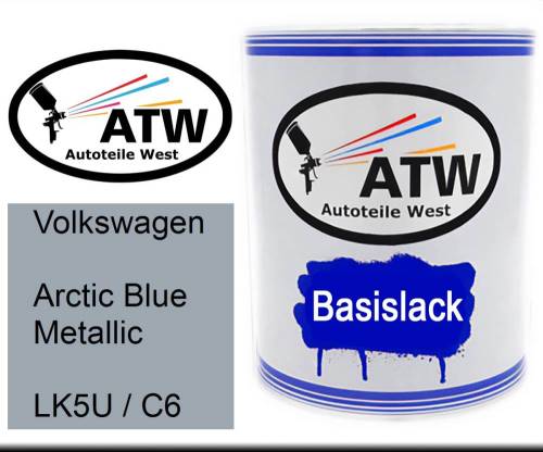 Volkswagen, Arctic Blue Metallic, LK5U / C6: 1L Lackdose, von ATW Autoteile West.